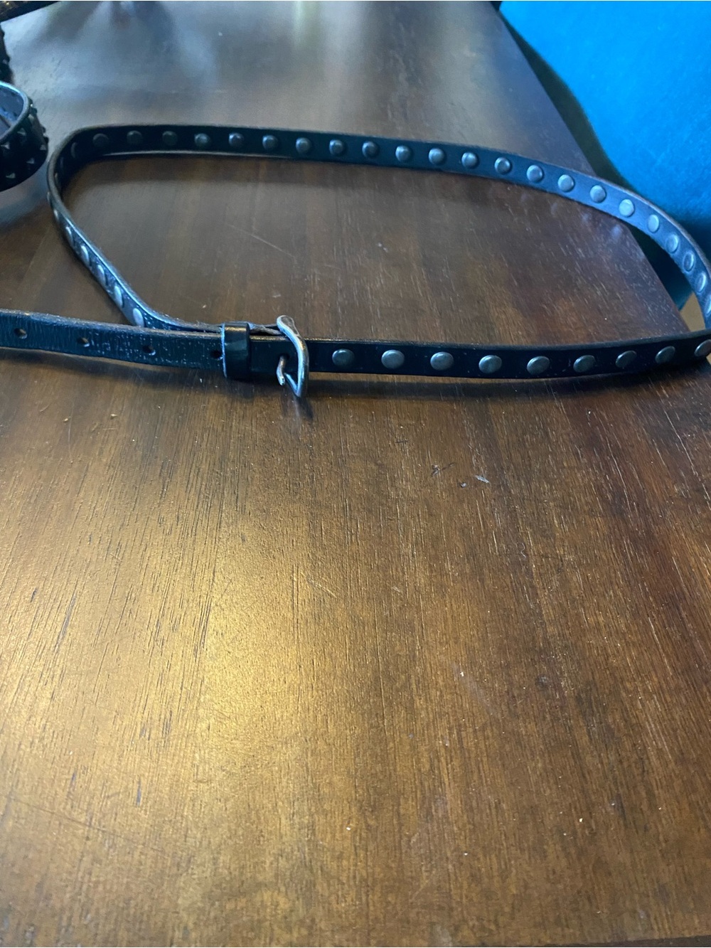 Studded Black Women's Leather Belt with Silver Accents